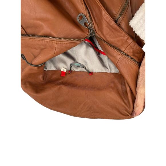Doma Leather Bikercore Jacket Cognac Zippered Pockets Size Small Moto Collared - Picture 13 of 16